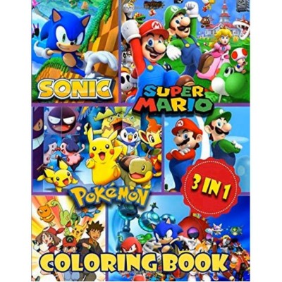 Cahier à colorier Mario-Sonic-Pokémon